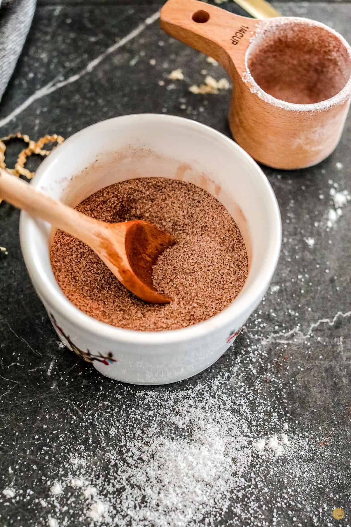 cinnamon sugar mixture in a white bowl