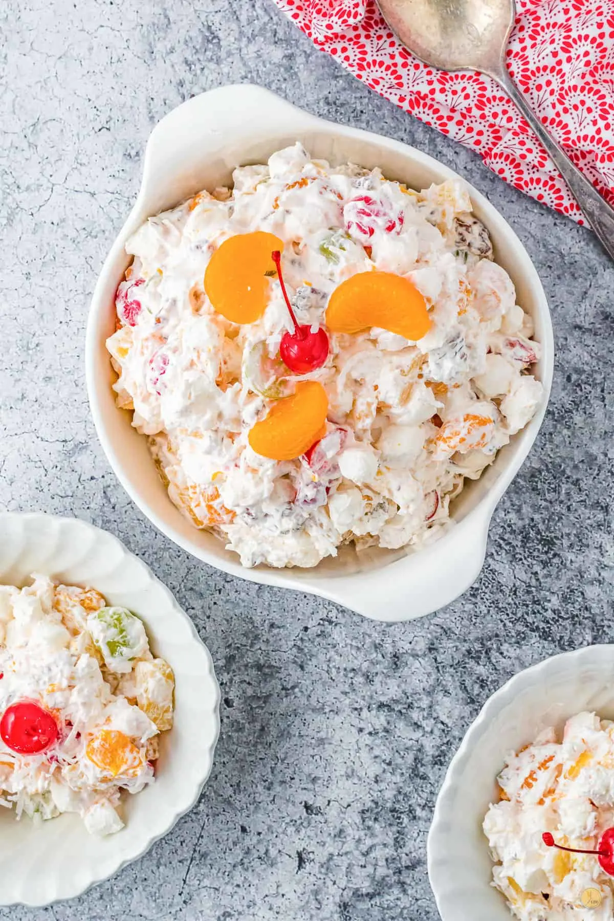 two bowls of ambrosia fruit salad