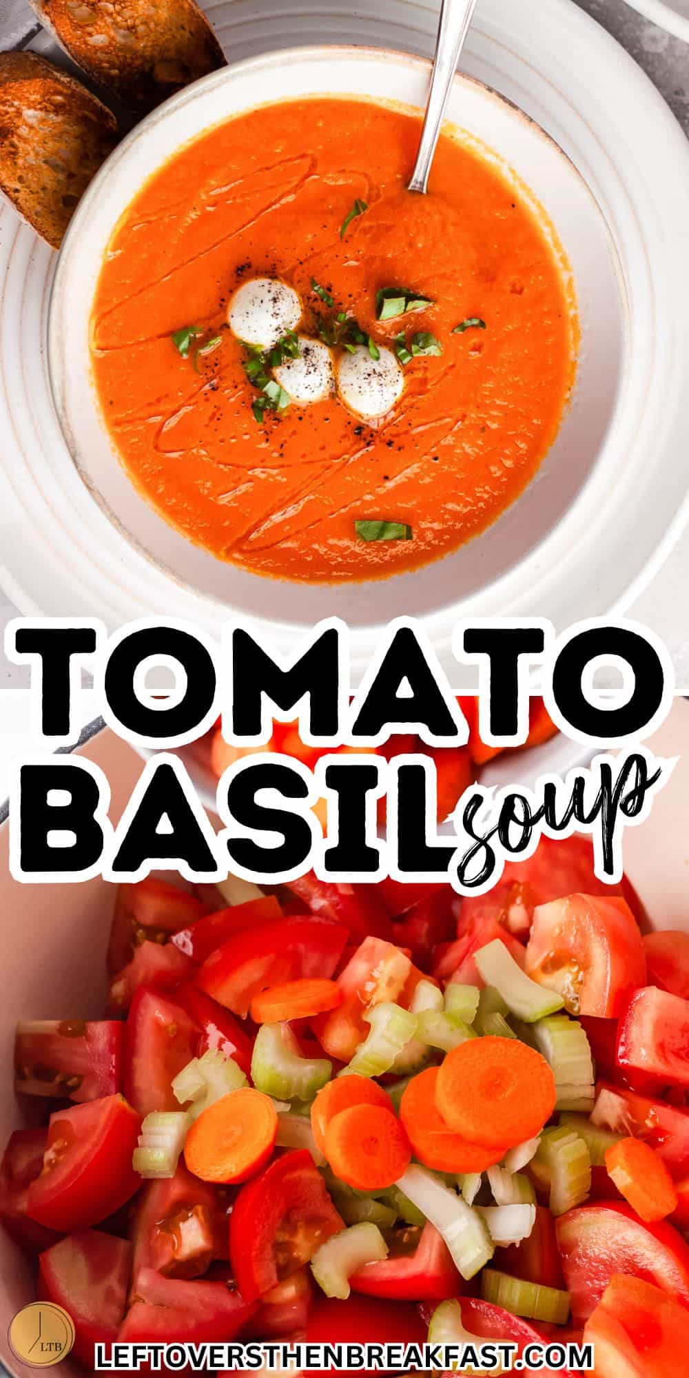 tomato basil soup pinterest pin image