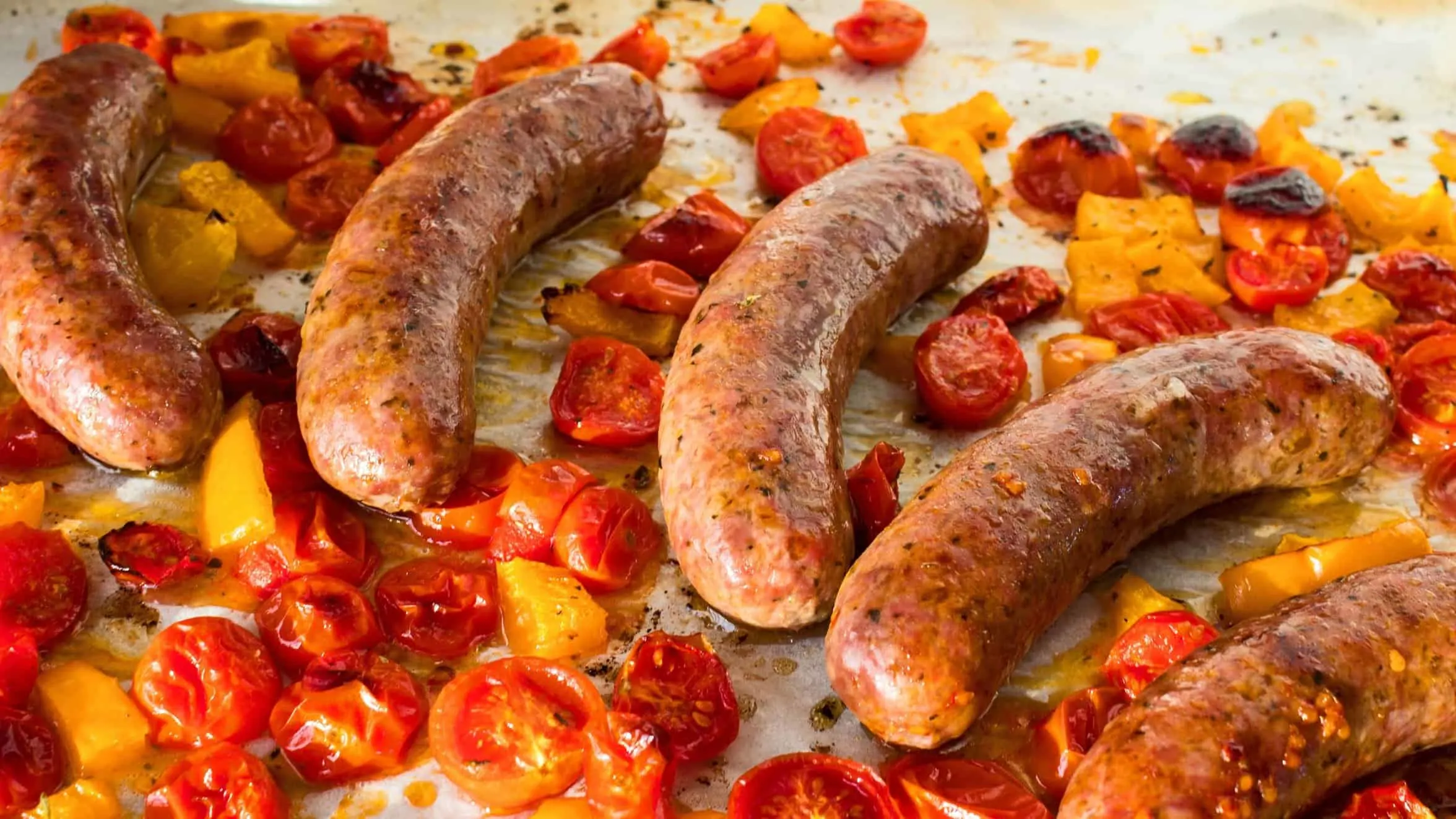 italian sausages on a pan