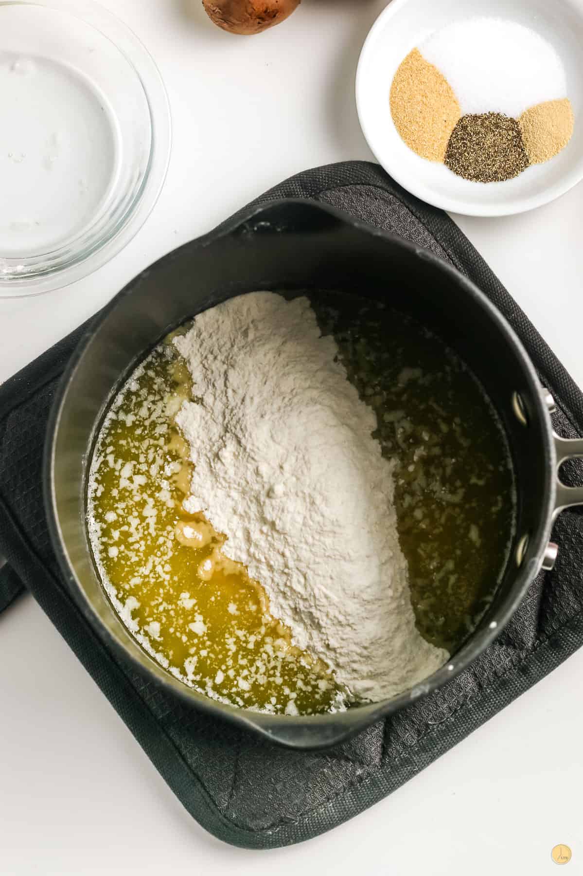 flour and butter in a pot