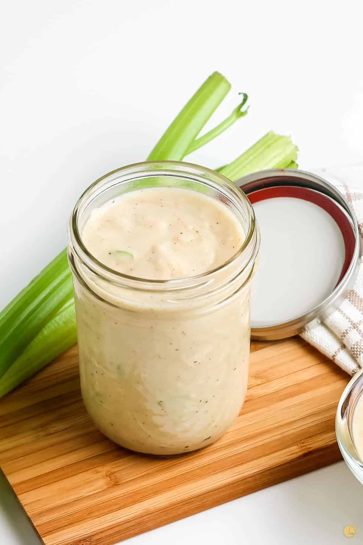 celery soup on wood cutting board