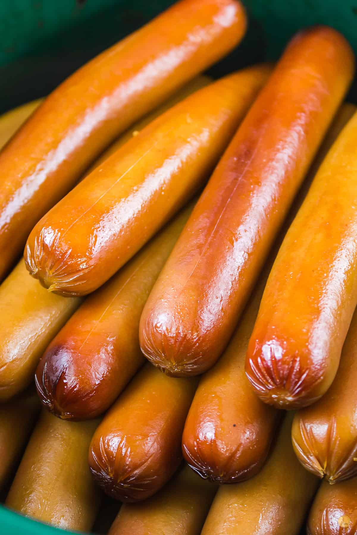 cooked hot dogs in a slow cooker bowl