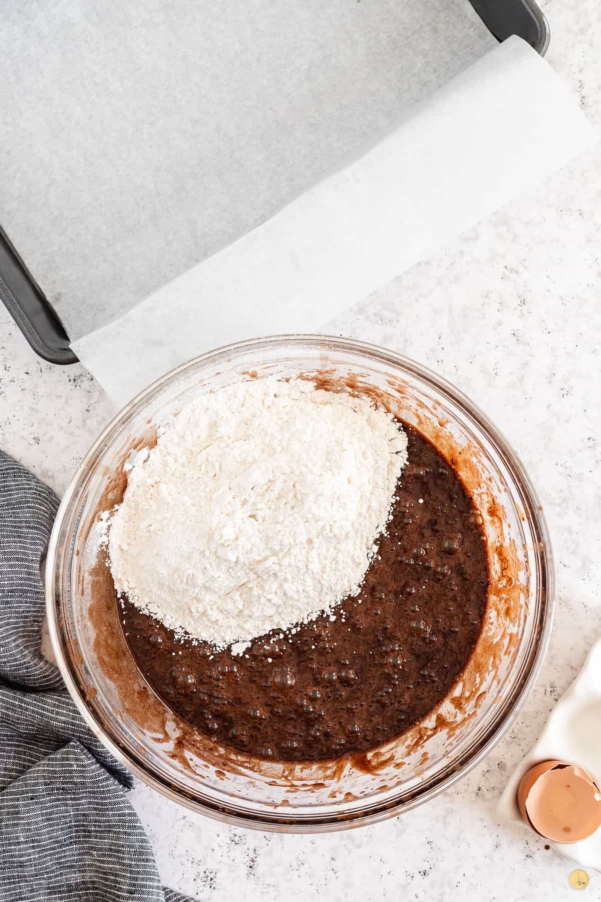 flour and chocolate in a bowl