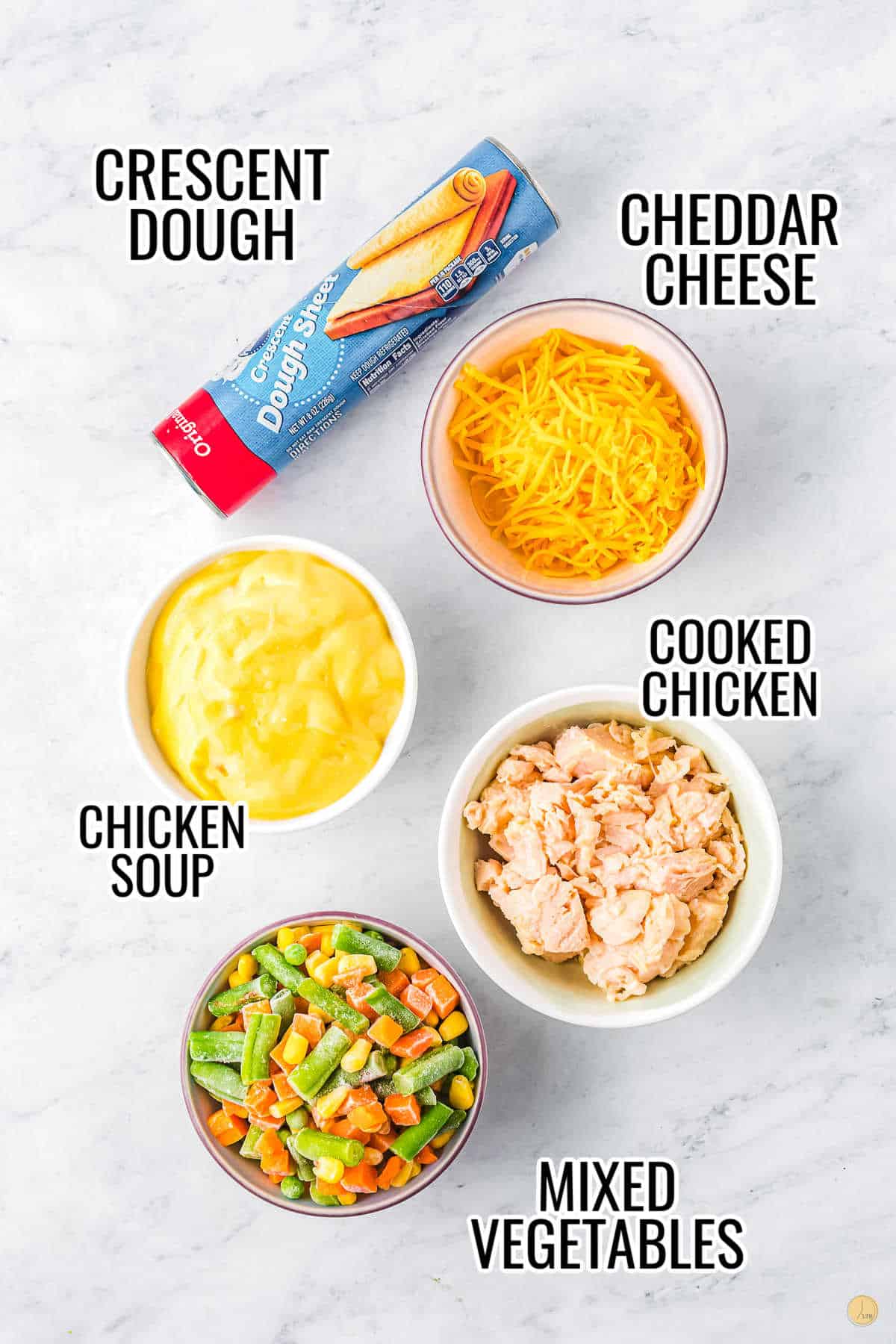 labeled picture of crescent roll pot pie ingredients
