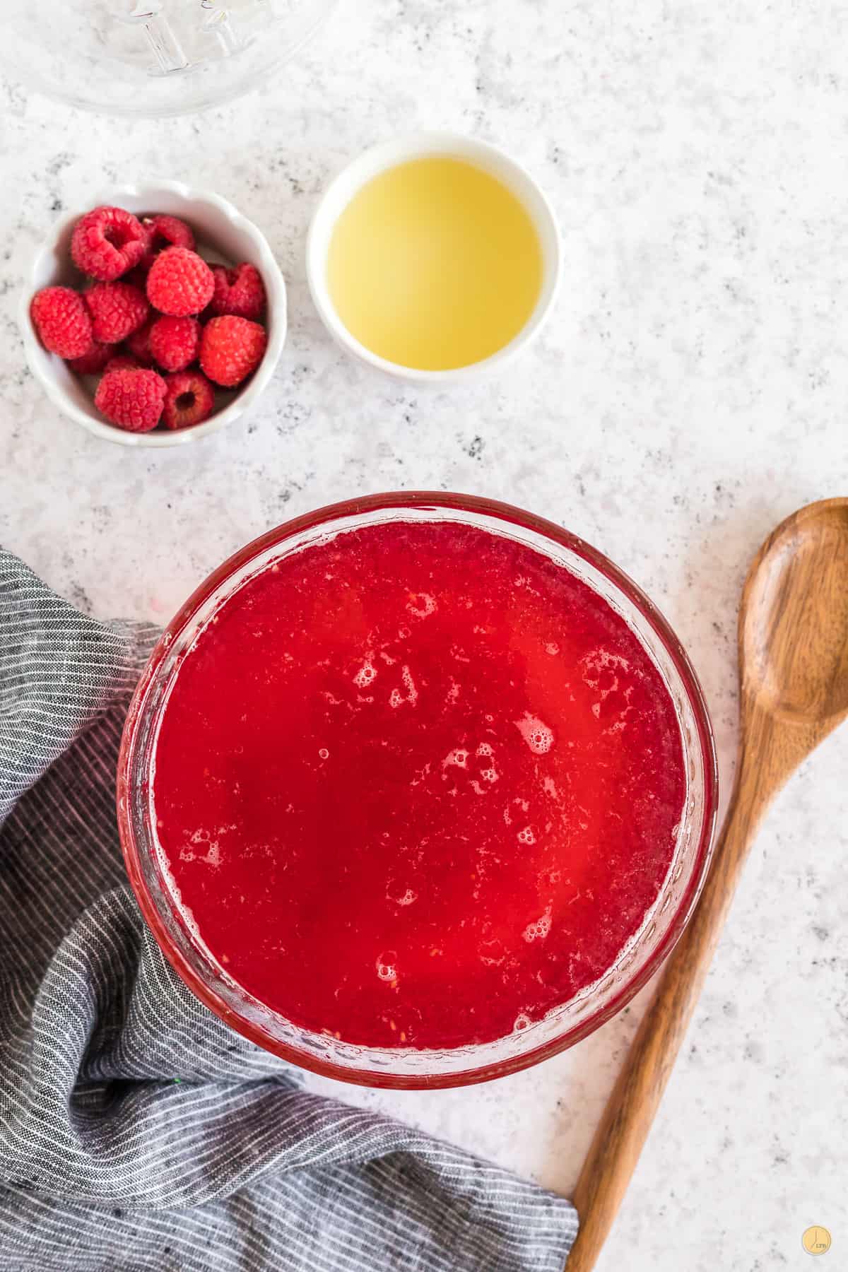 raspberry syrup in a bowl