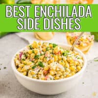 bowl of corn salad with text 
