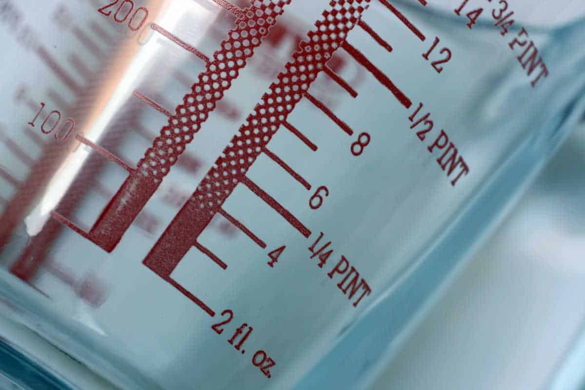 side of measuring cup