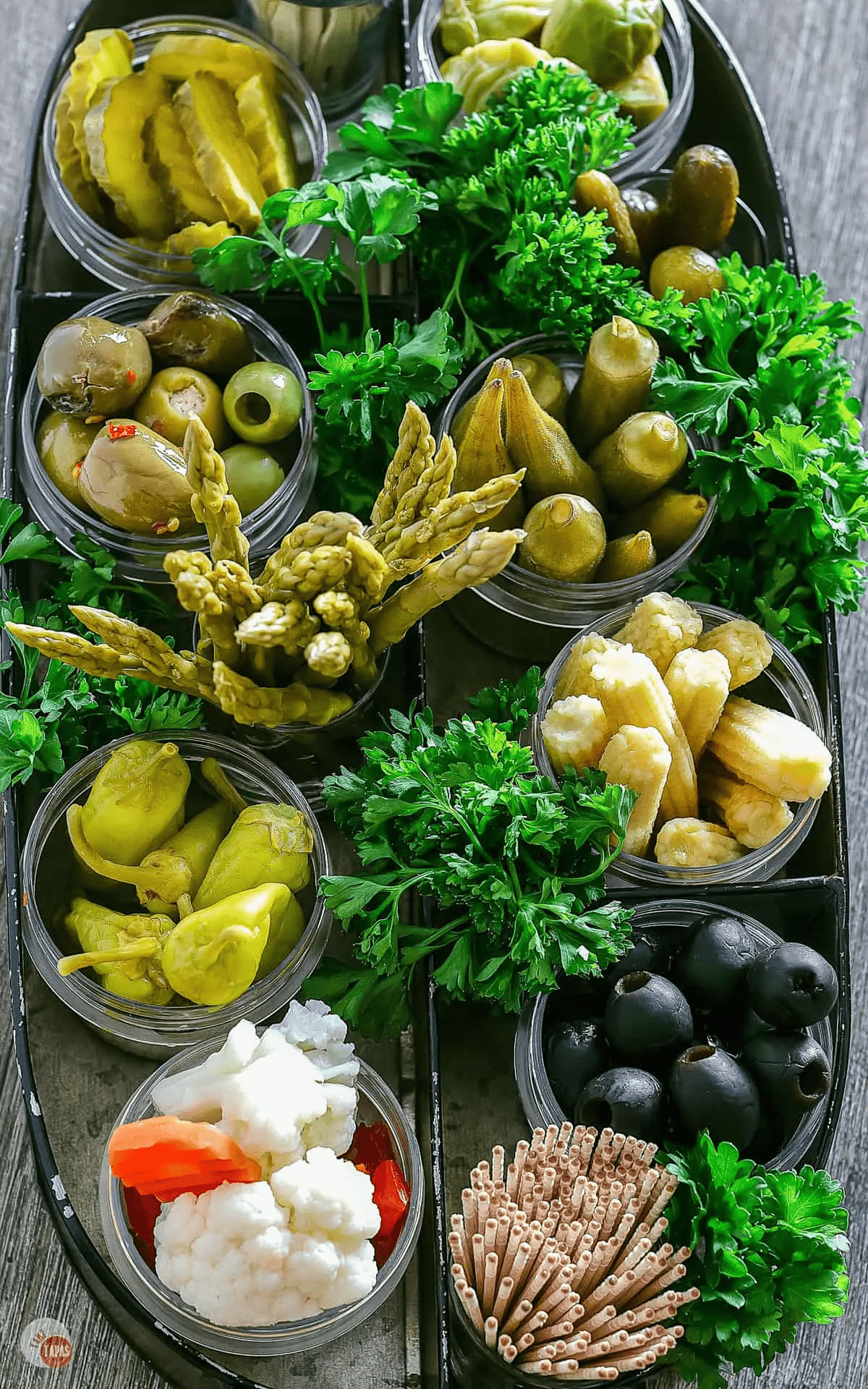 overhead picture of relish tray
