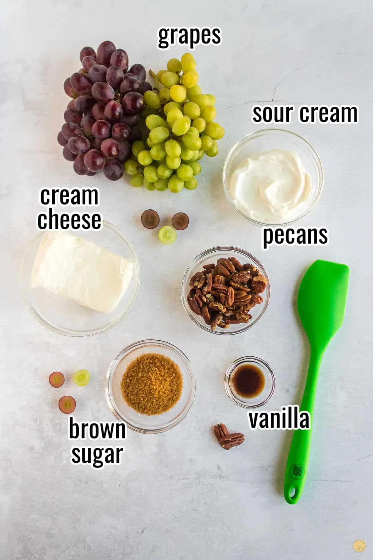 labeled picture of grape salad ingredients