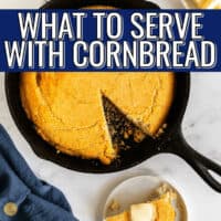 pan of cornbread with text 