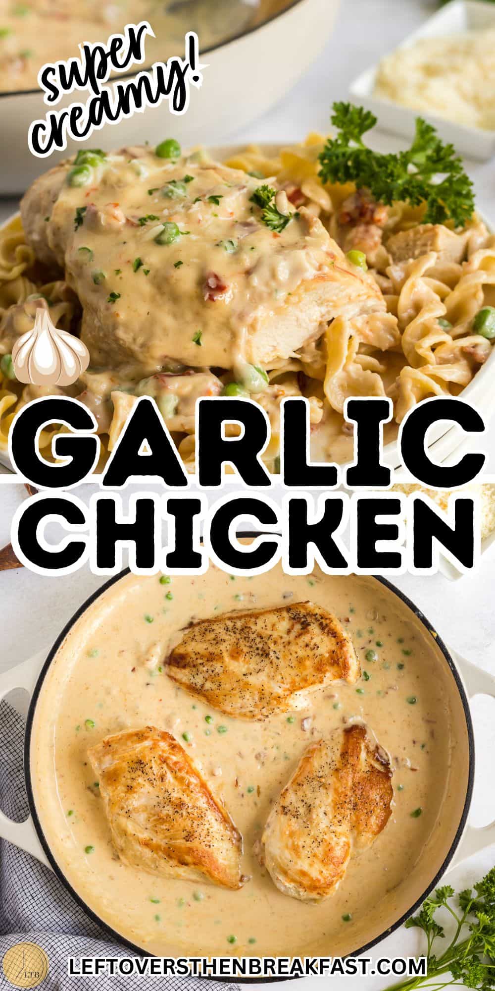 collage of garlic chicken pictures in a pinterest collage