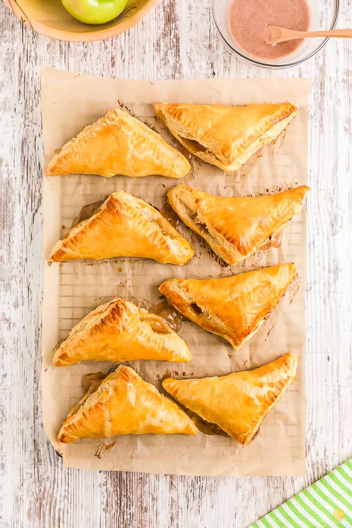 baked turnovers on a cooling rack