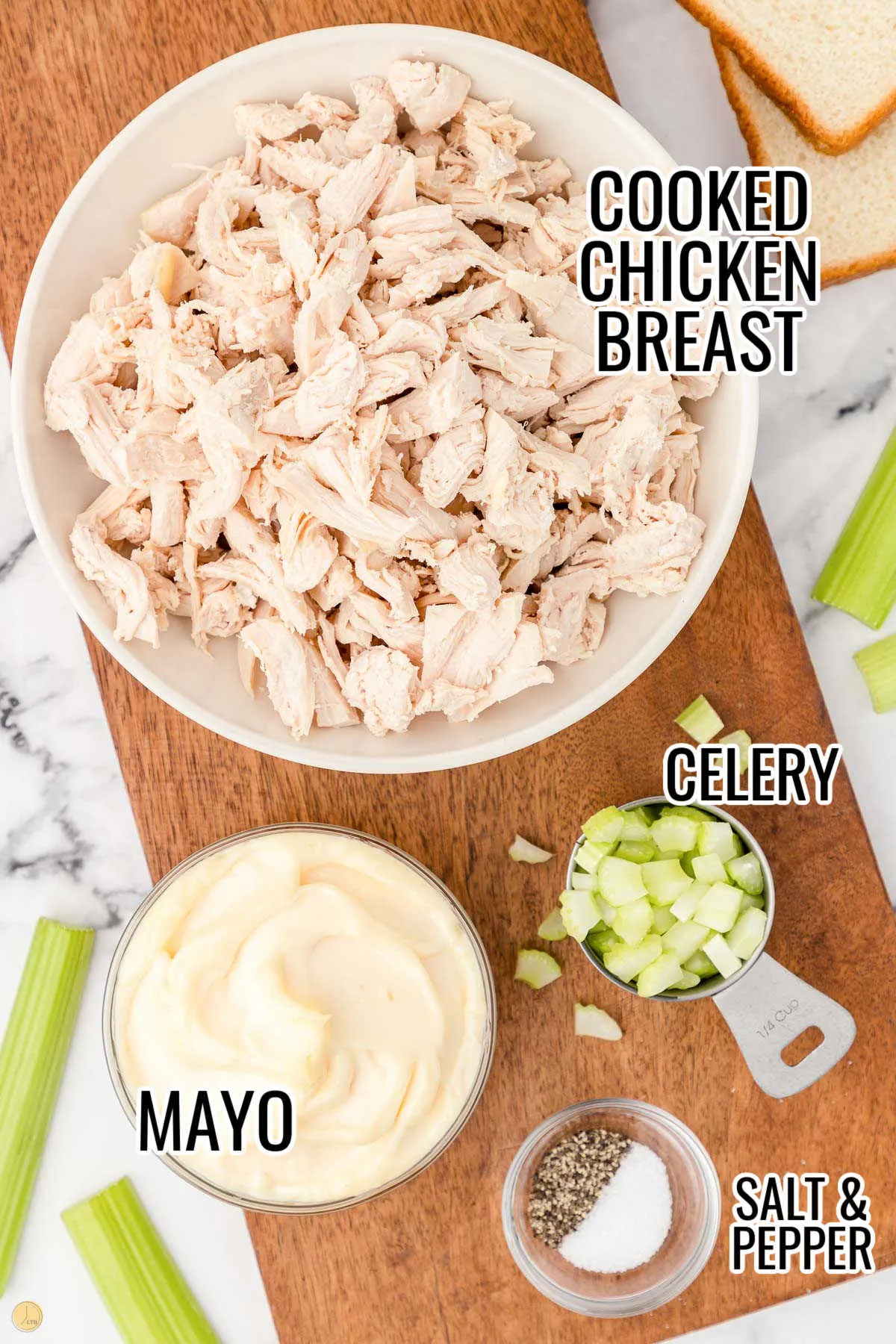 labeled picture of chicken salad ingredients