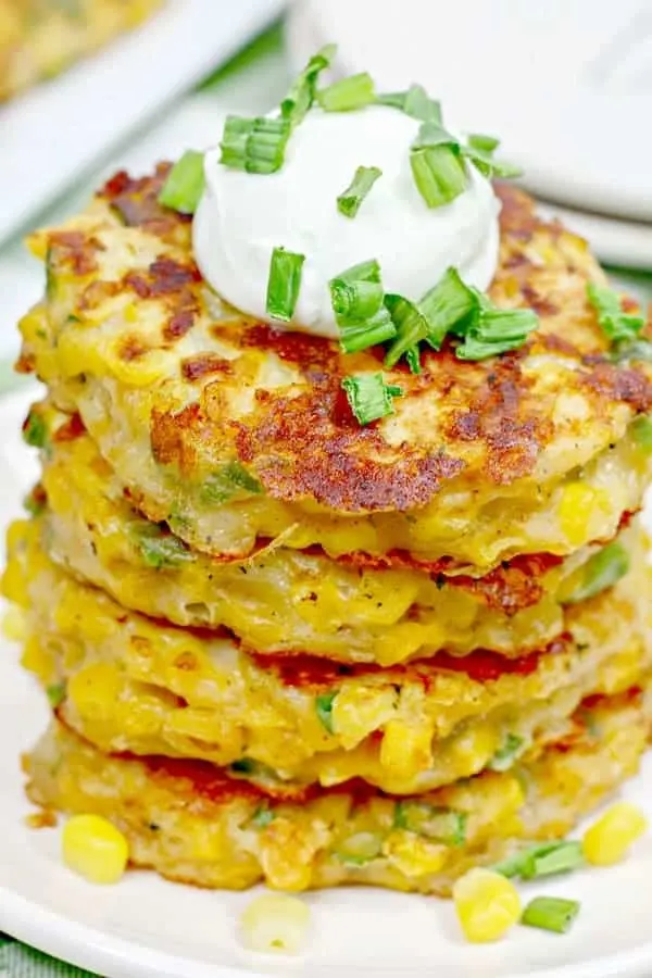 stack of corn fritters