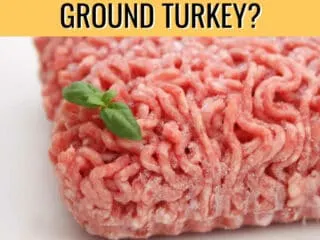 can you cook ground turkey banner with close up of frozen ground turkey