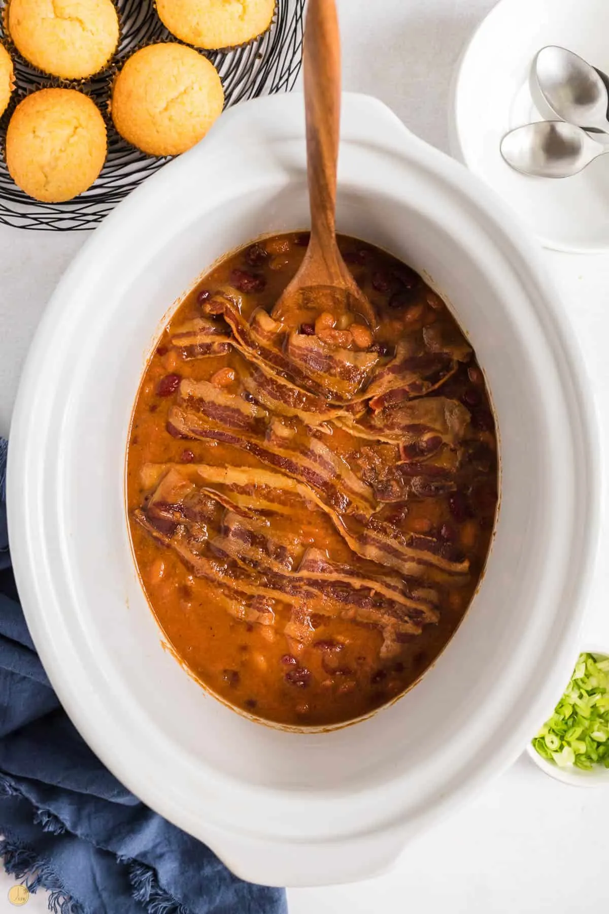 crockpot full of baked beans