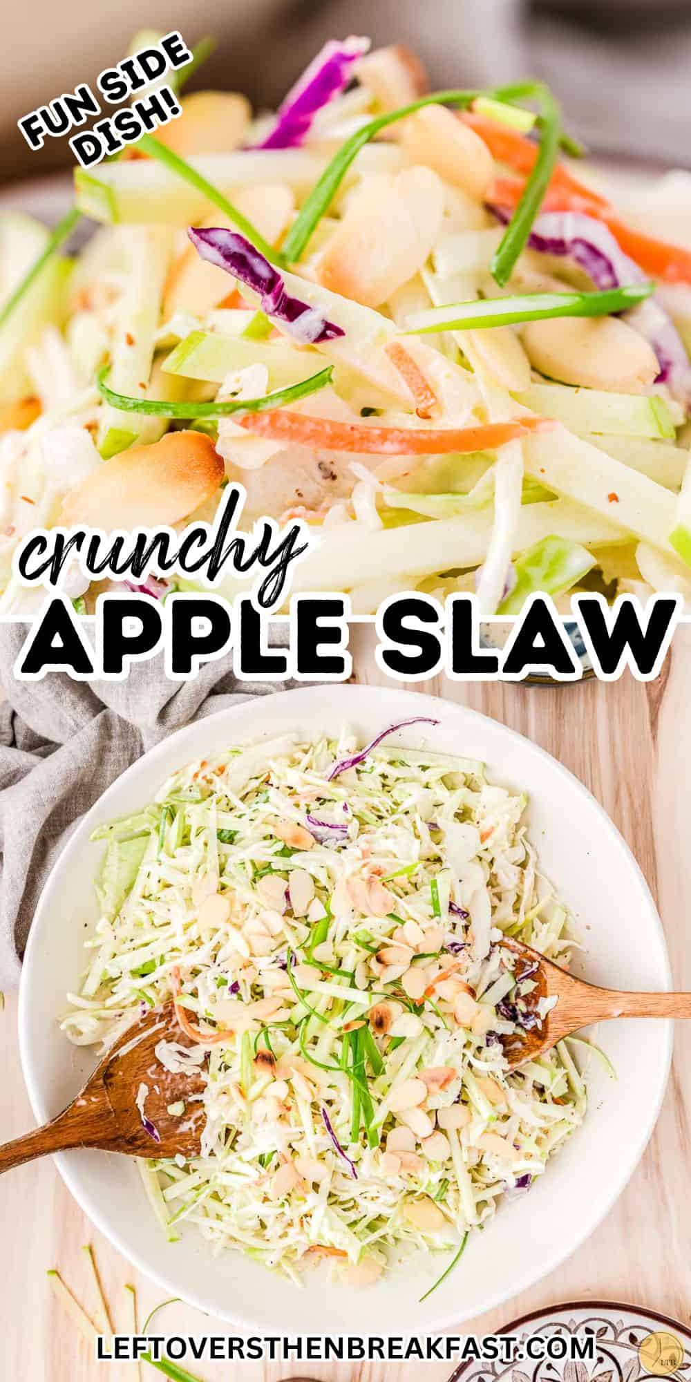 collage of apple slaw pictures in a pinterest pin image