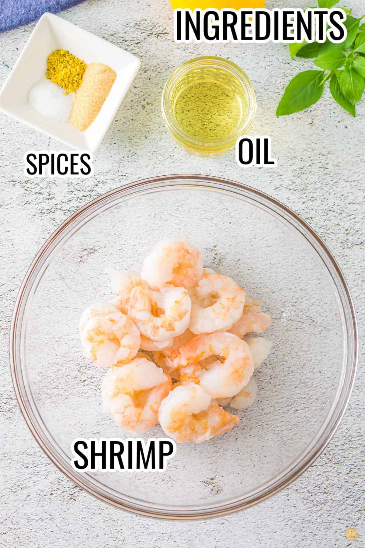 labeled picture of ingredients for lemon pepper shrimp