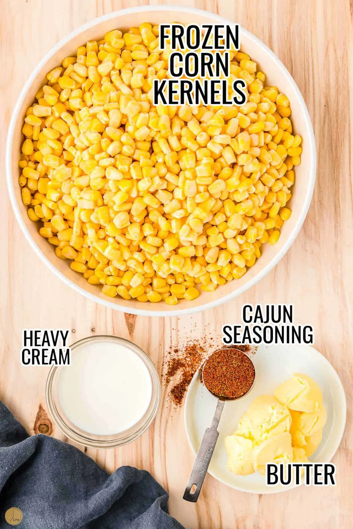 labeled picture of fried corn ingredients