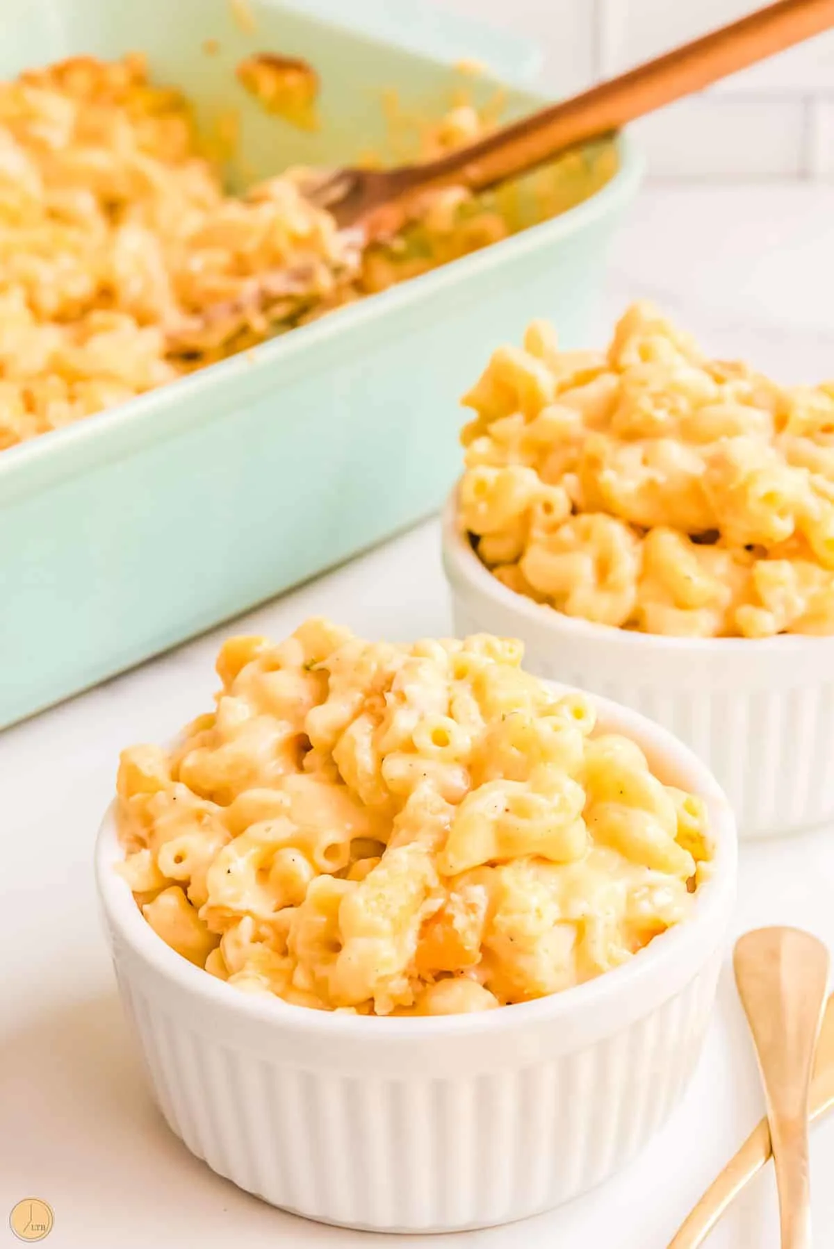 two bowls of old fashioned backed mac and cheese