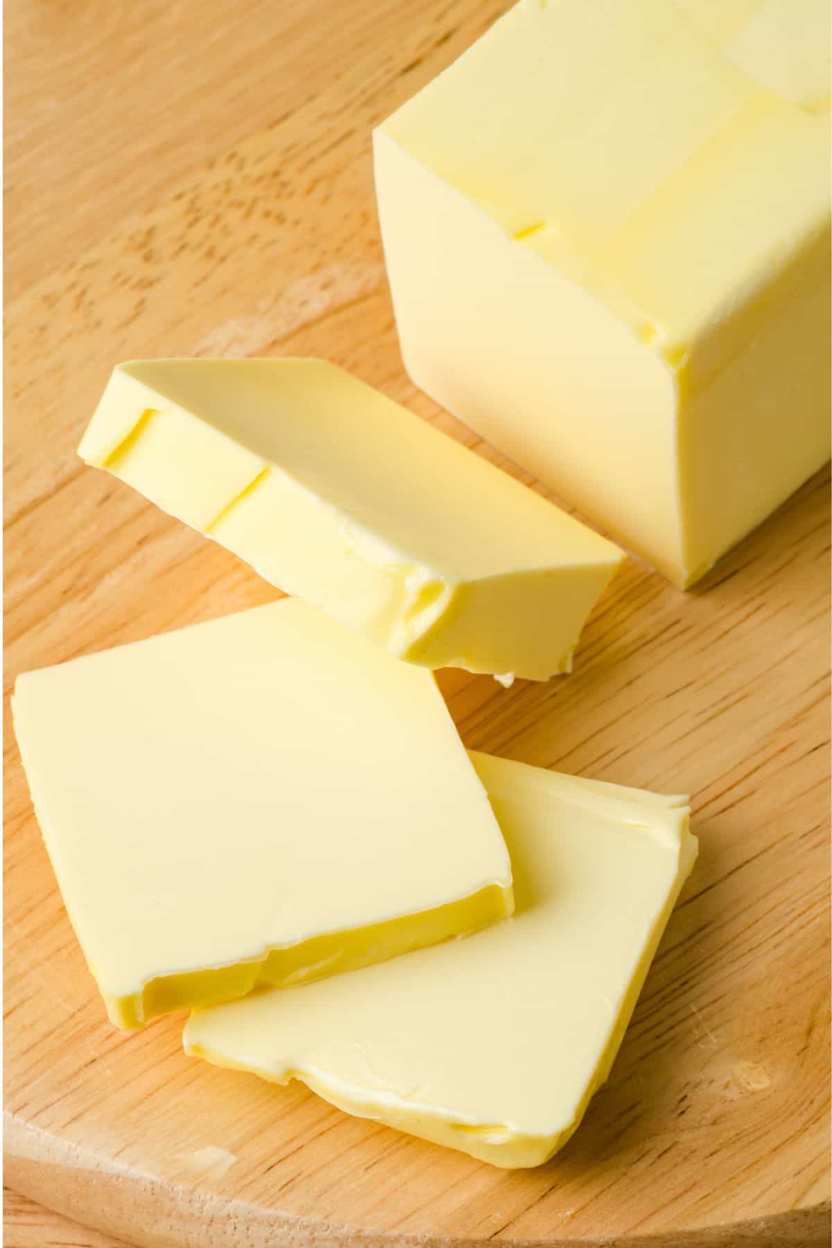 butter sliced into squares