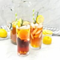three glasses of iced tea with lemon slices