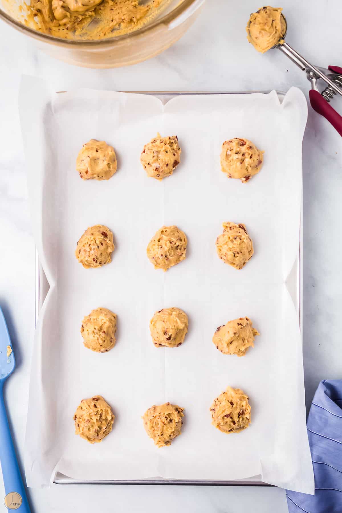 sticky cookie dough on bottom of pan