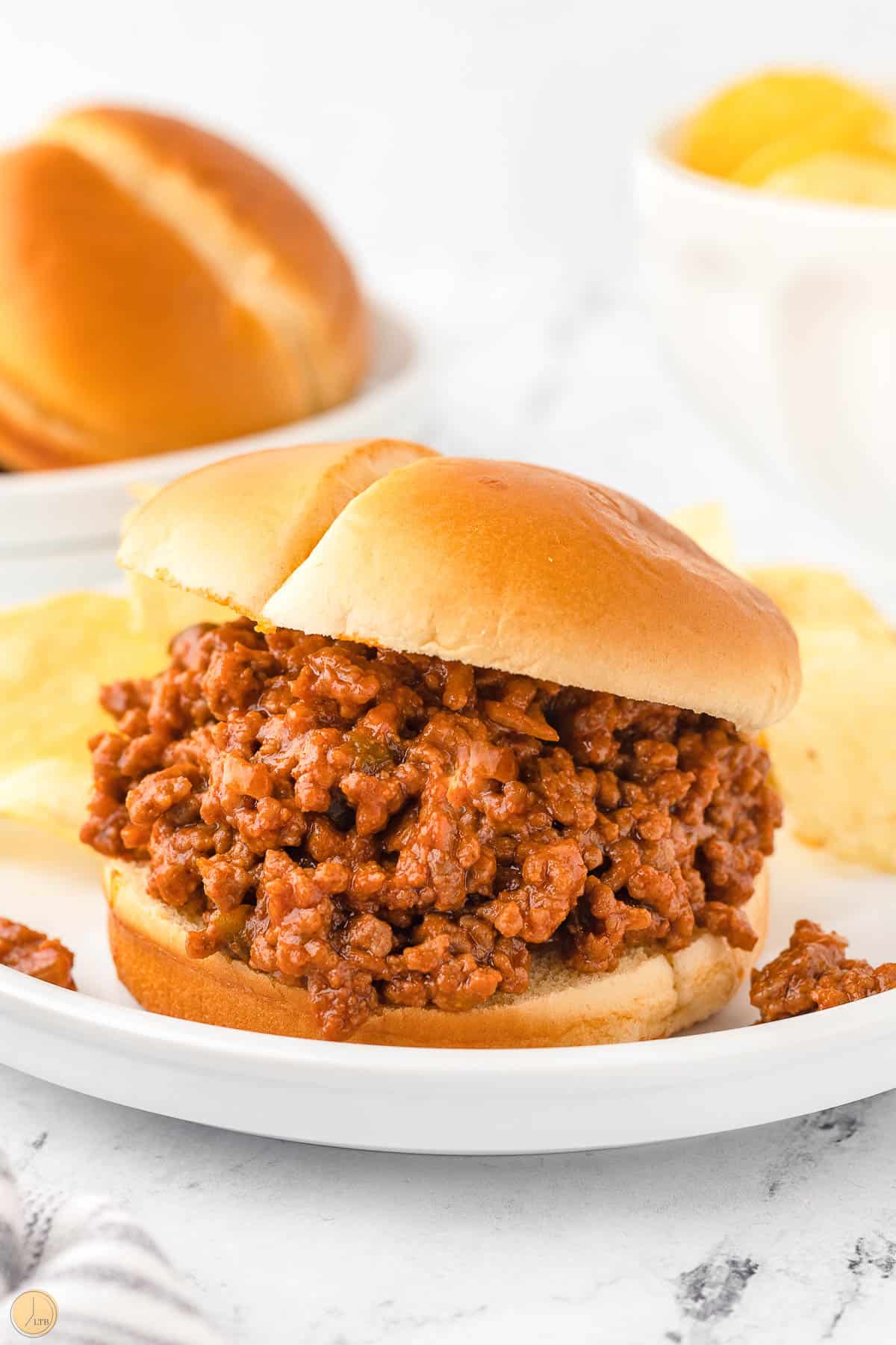 plate with sloppy joes on it