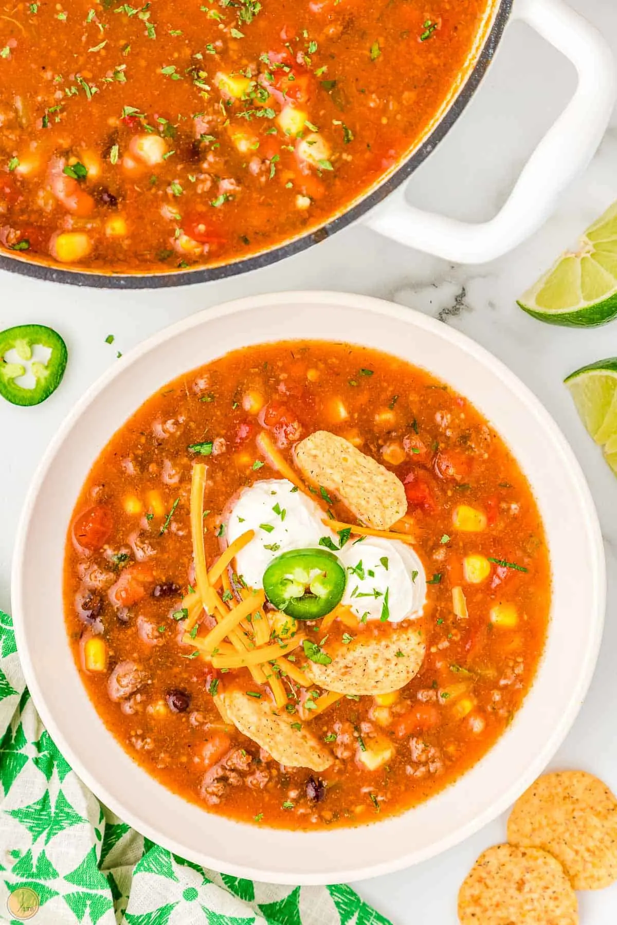 bowl of soup with taco meat and beans