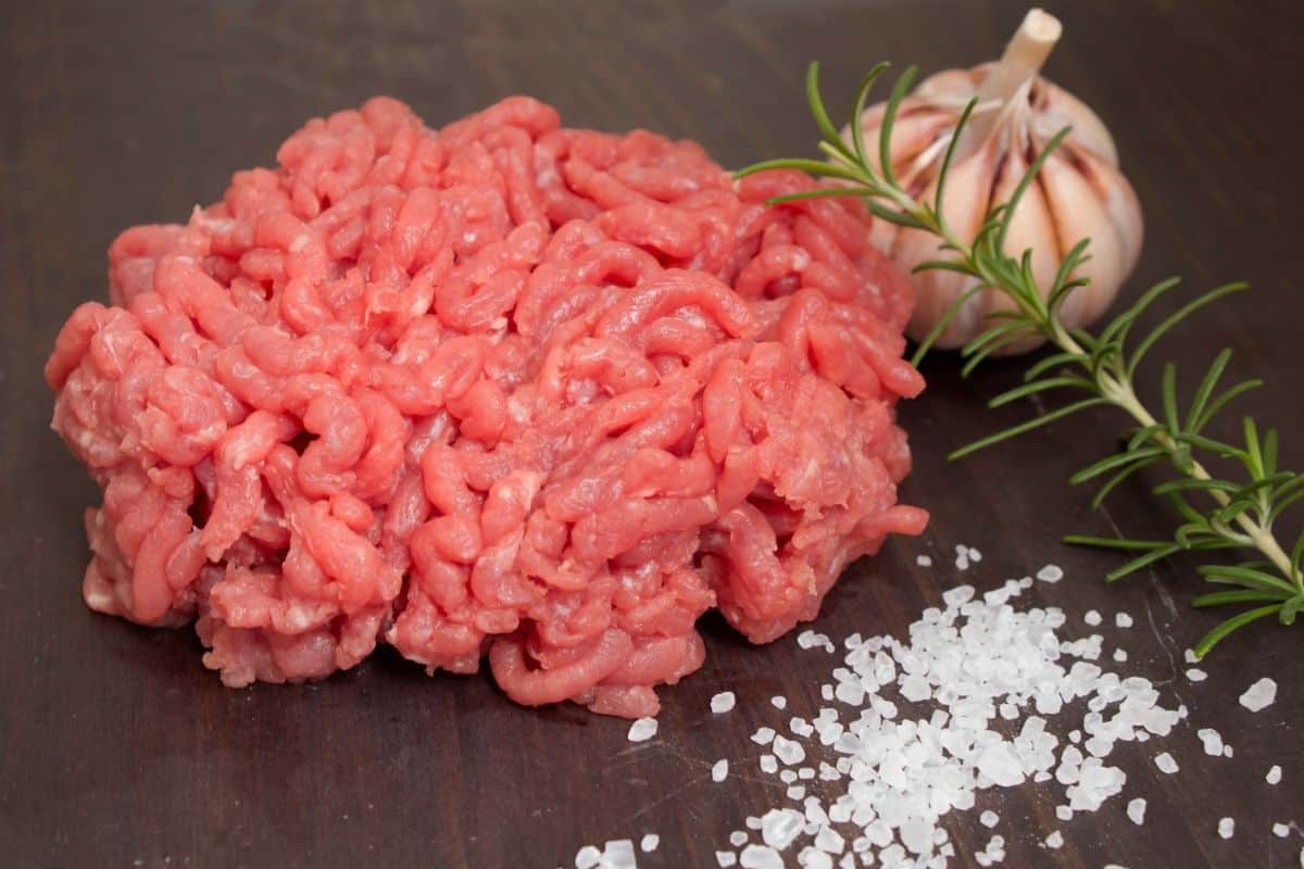 smaller pieces of lean beef with teaspoon table salt