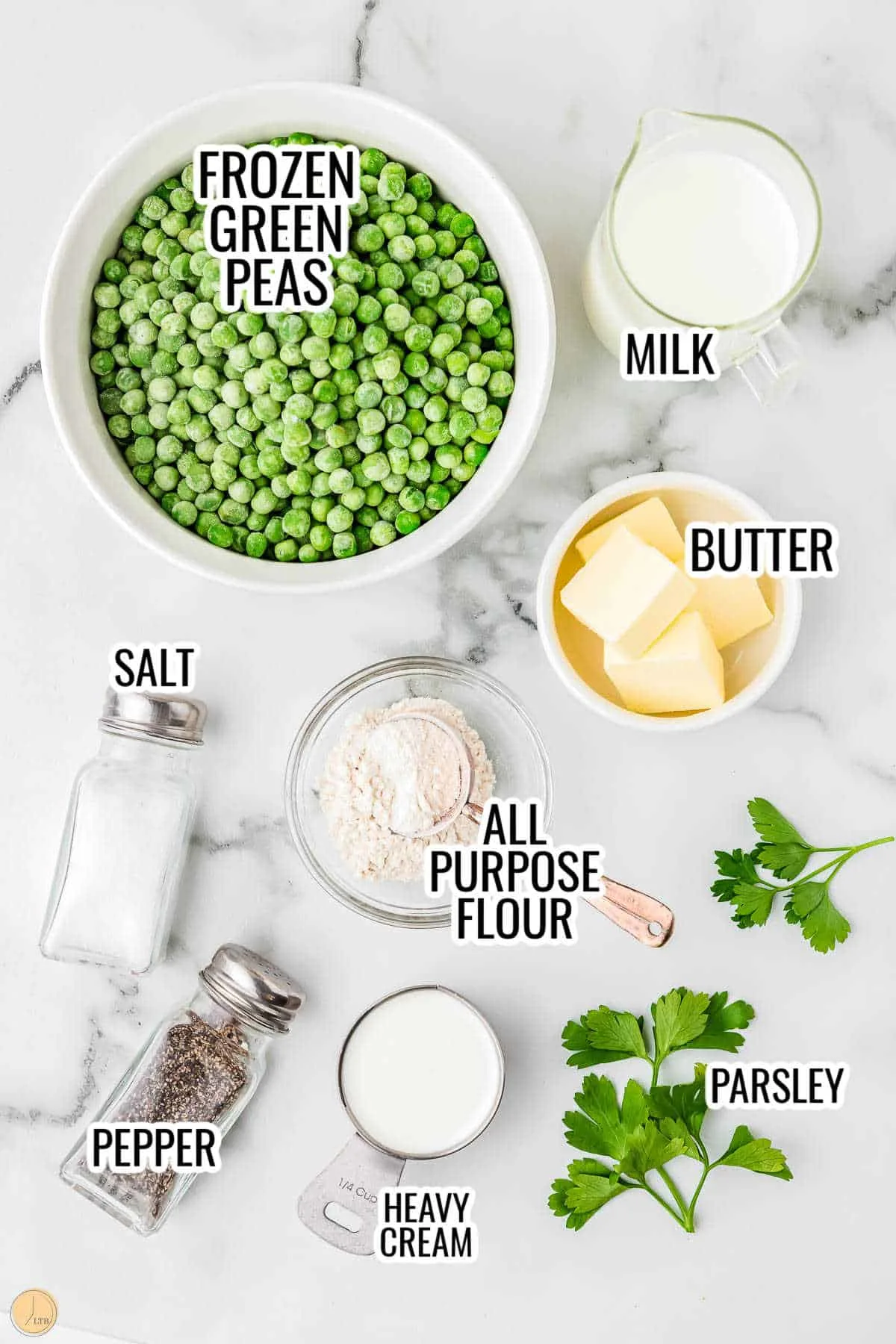 ingredients for creamed peas recipe