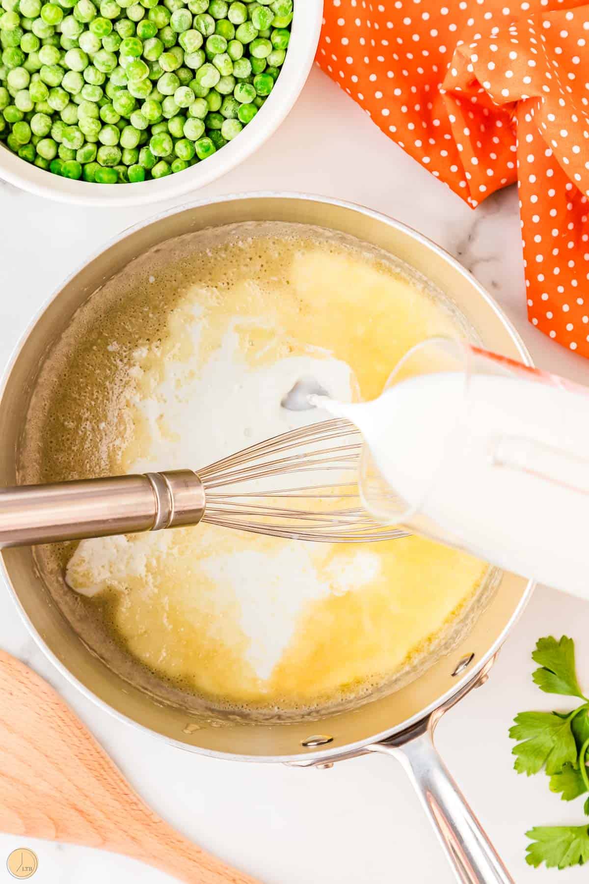 milk and butter in a pan