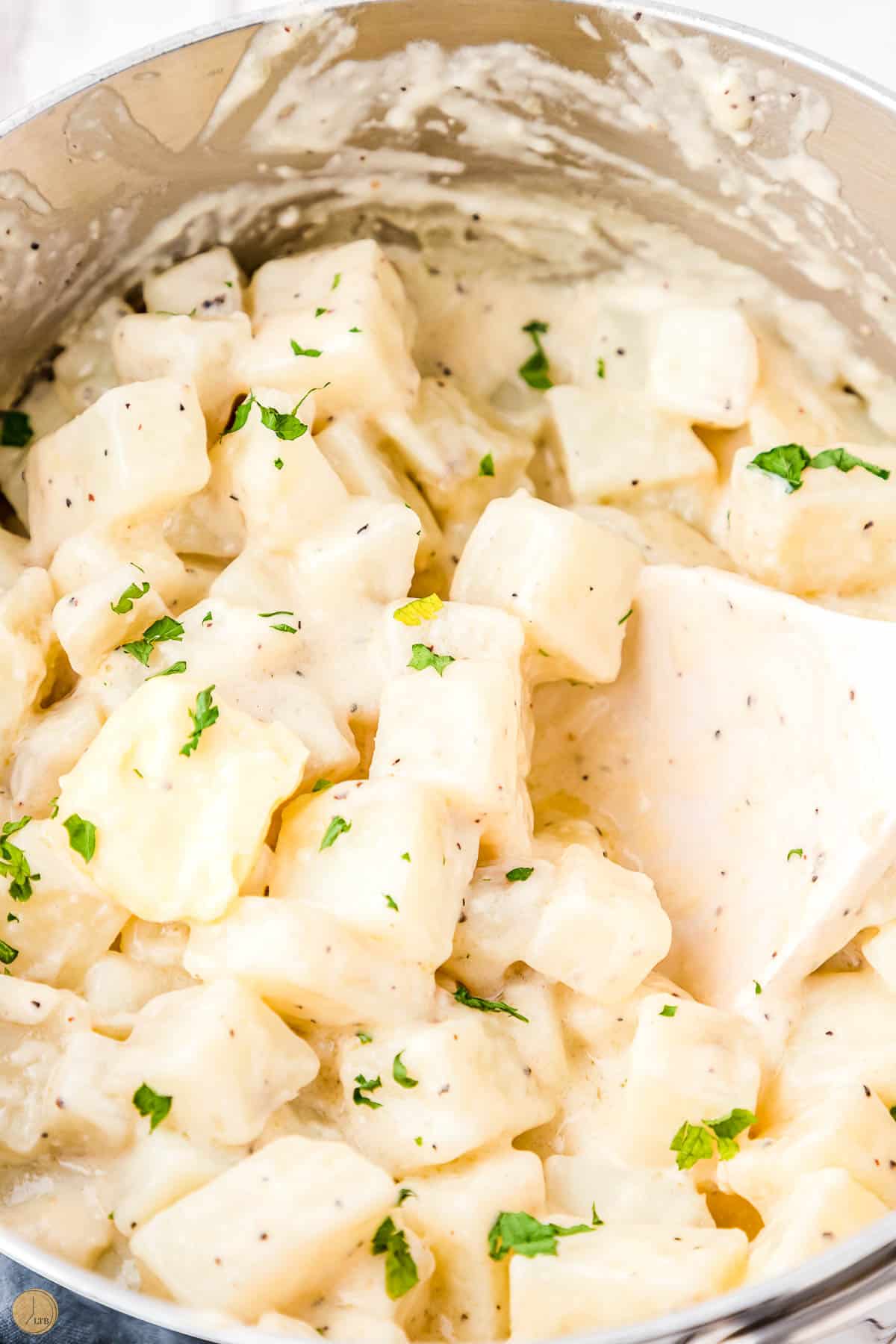 creamed potatoes in a pot