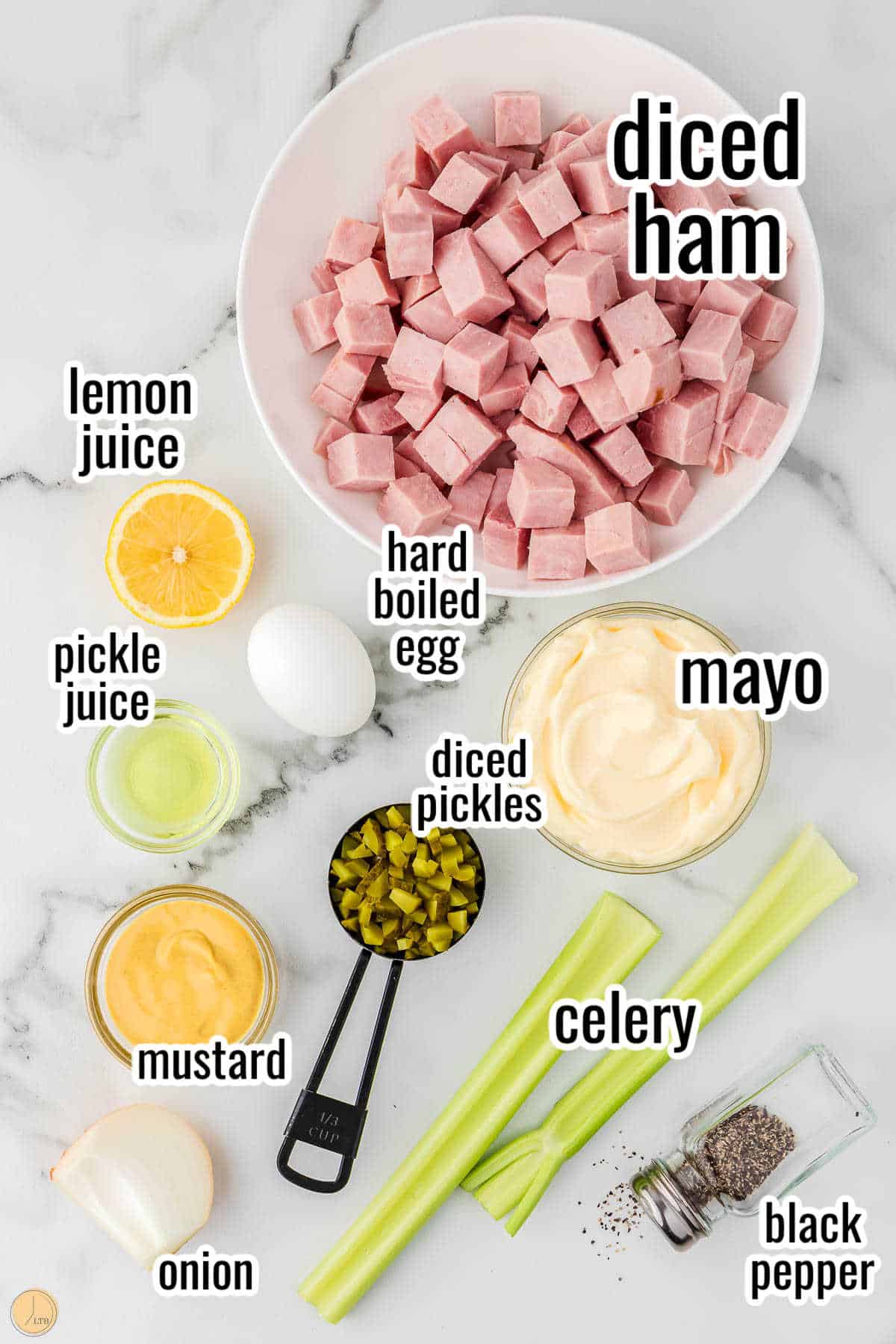 cup mayonnaise and other ingredients in bowls