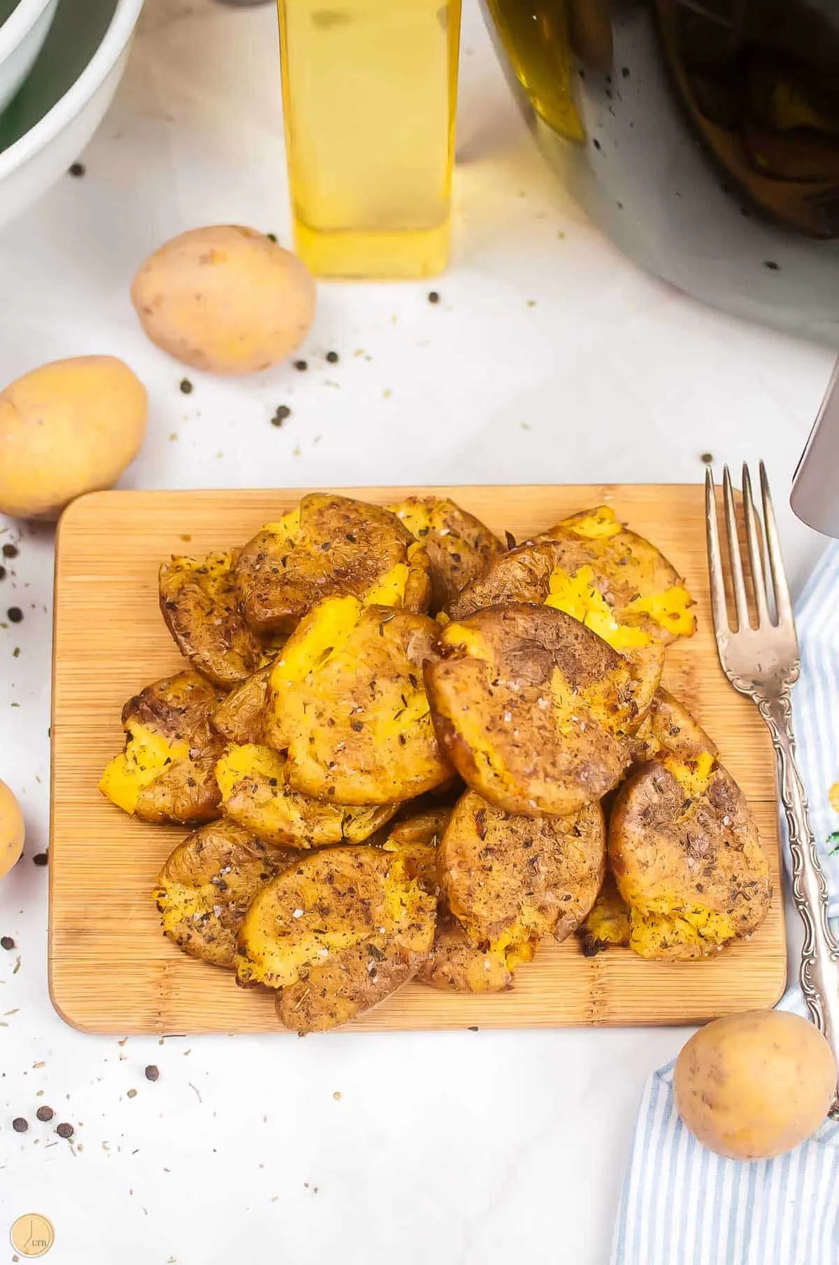tray of smashed potatoes