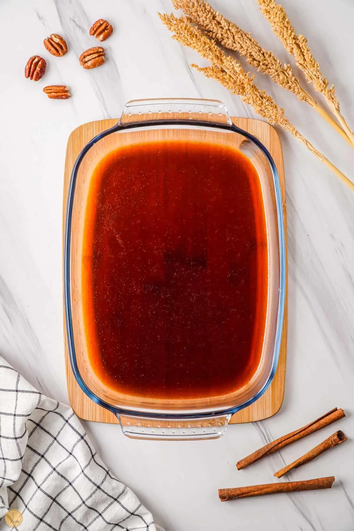 sweet sauce in a baking pan