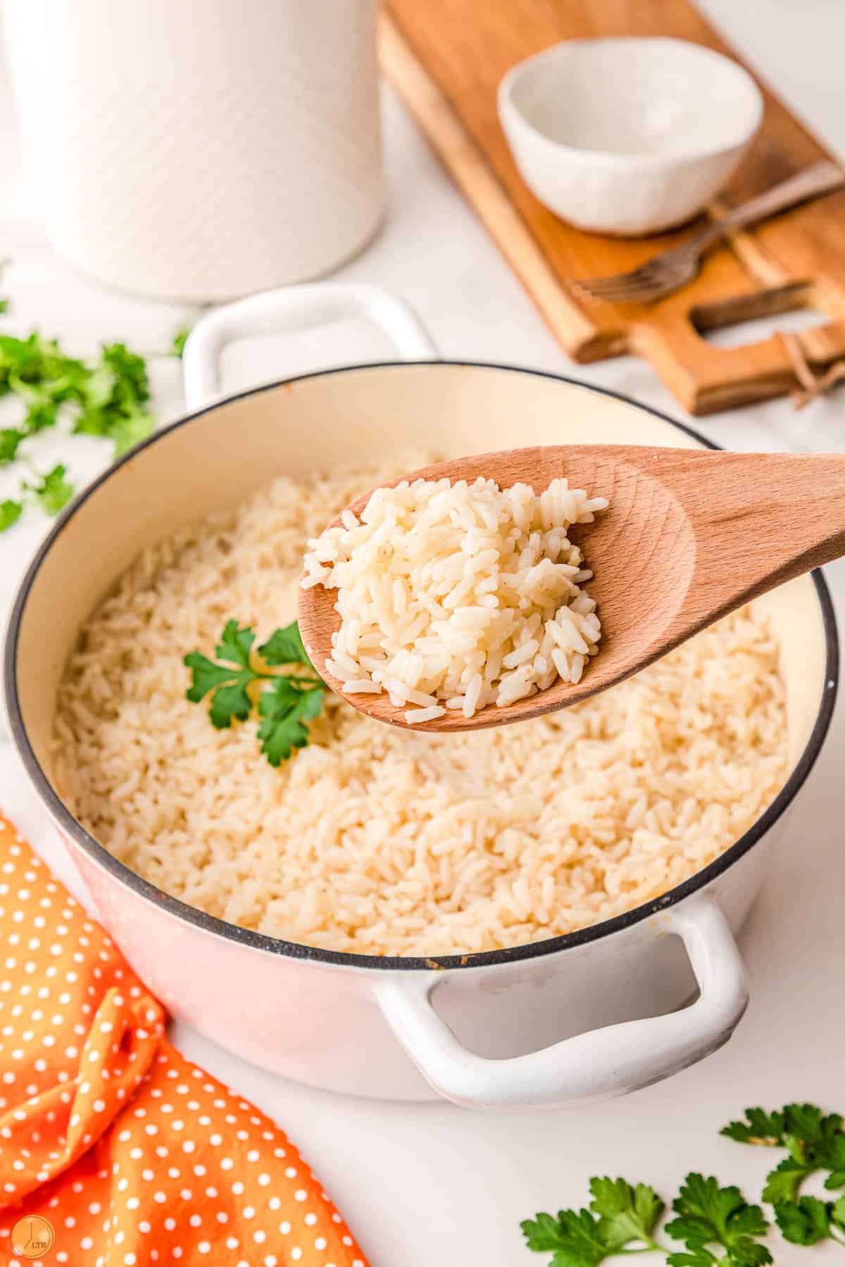 oven baked rice in a pot