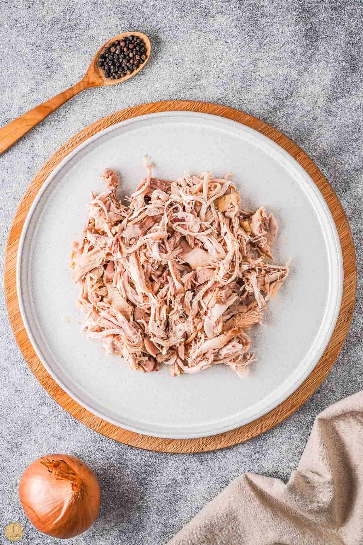 shredded chicken on a plate