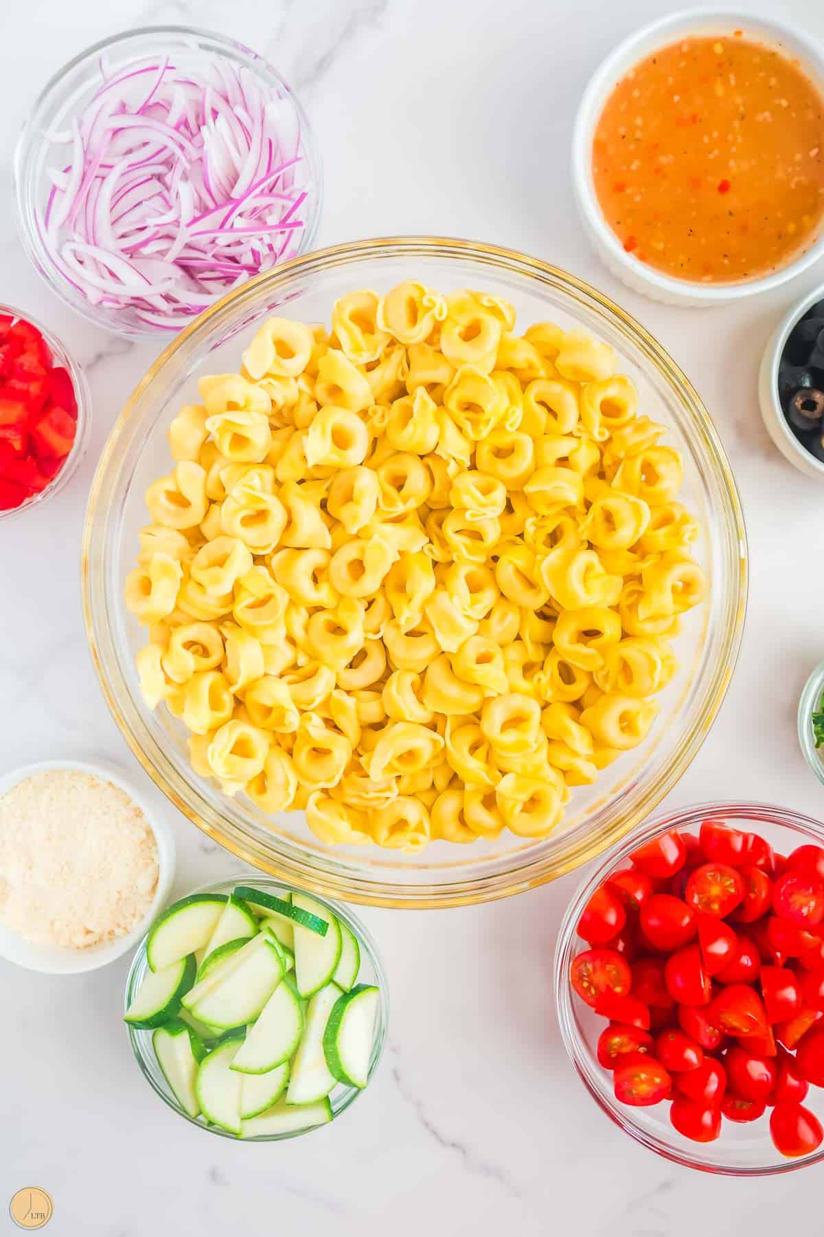 best things for pasta salad in a small bowl