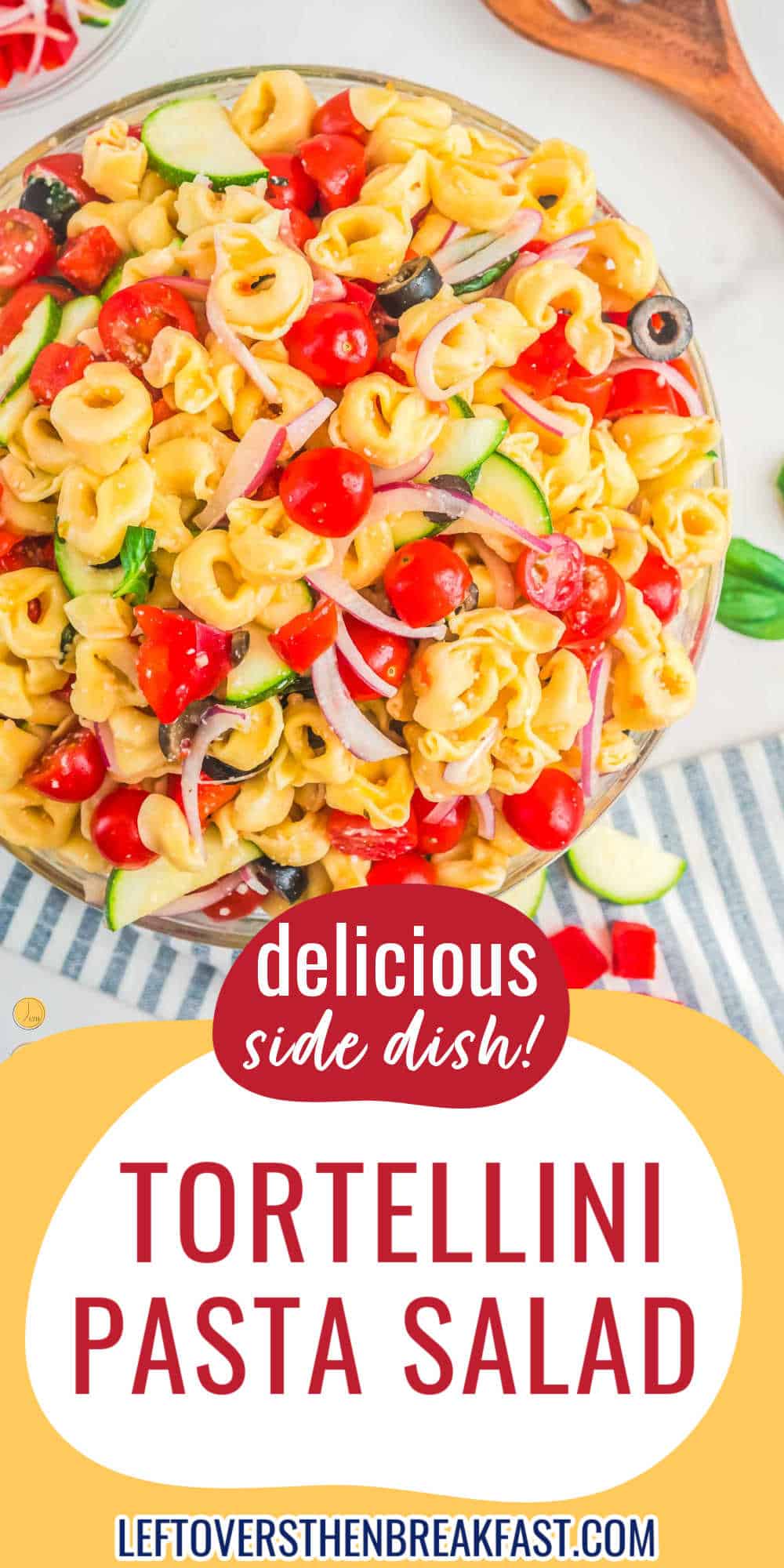 delicious side dish with yellow banner and red text