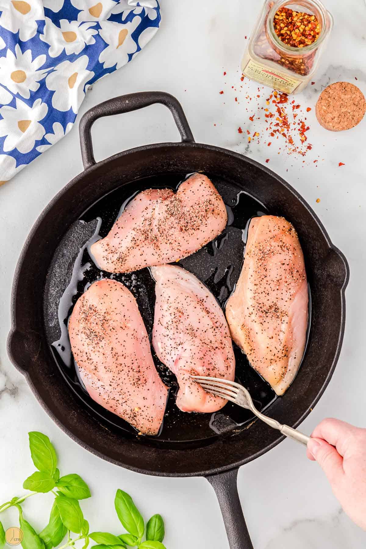 tender chicken breast with salt and pepper