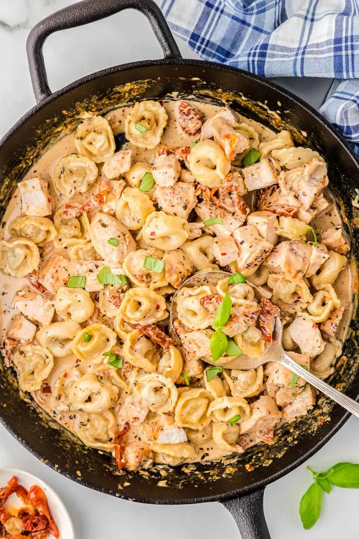 skillet with chicken and tortellini 