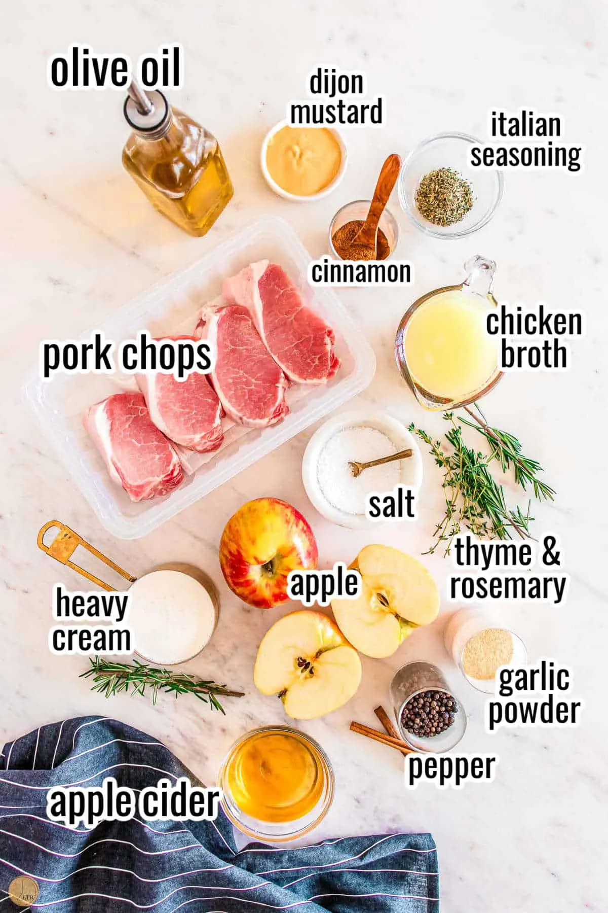 ingredients for a recipe on a marble board