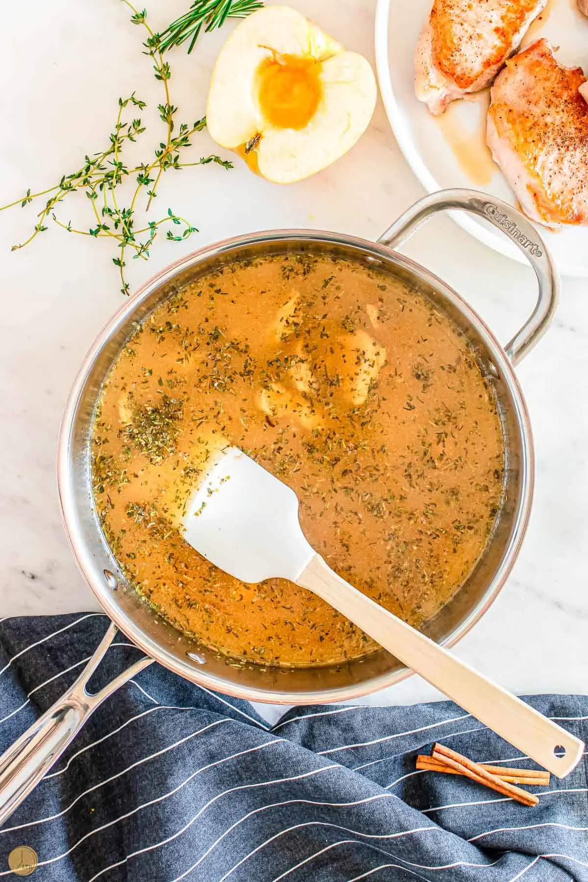 pan sauce being stirred