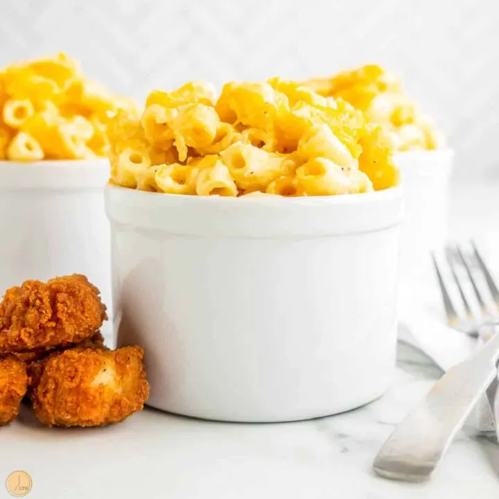 dish of copycat chick fil a mac and cheese