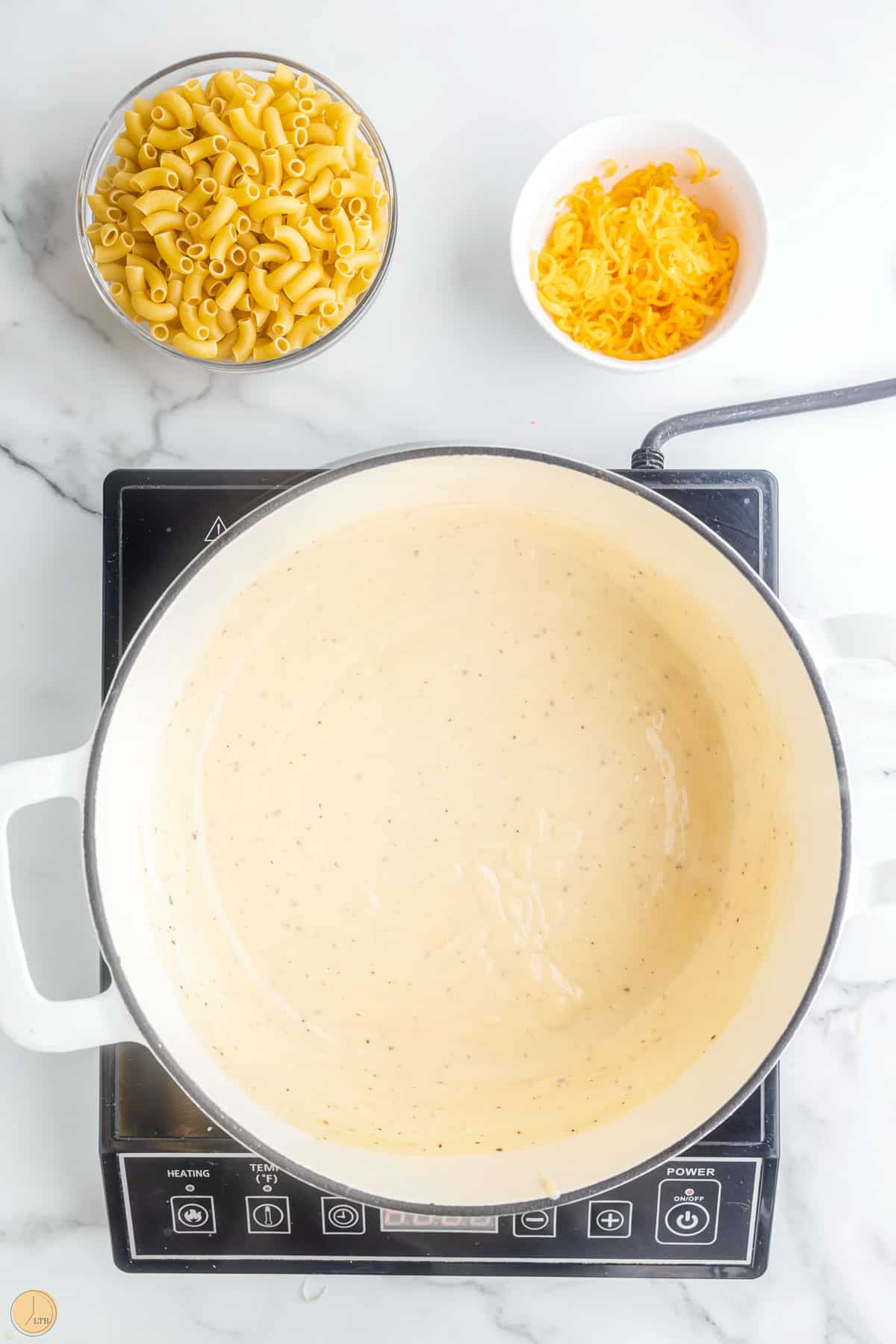 creamy cheese sauce in a pot