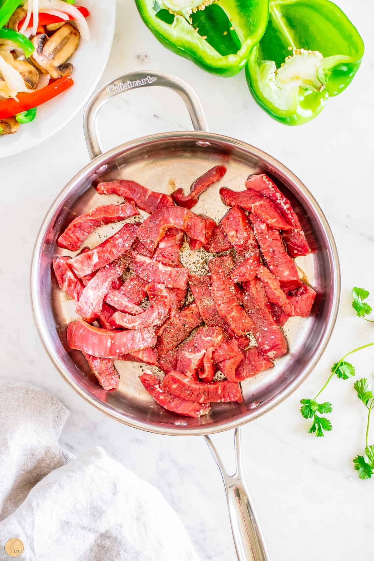 juicy steak in a hot skillet