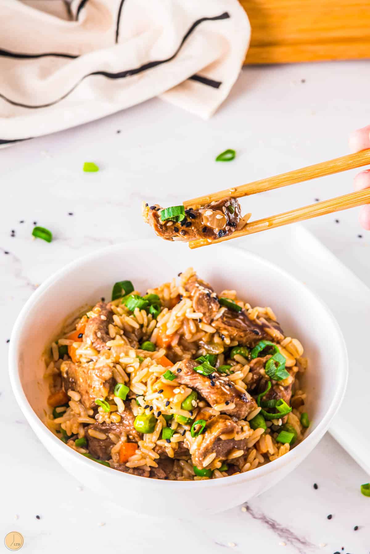 better-than-takeout steak fried rice in a bowl
