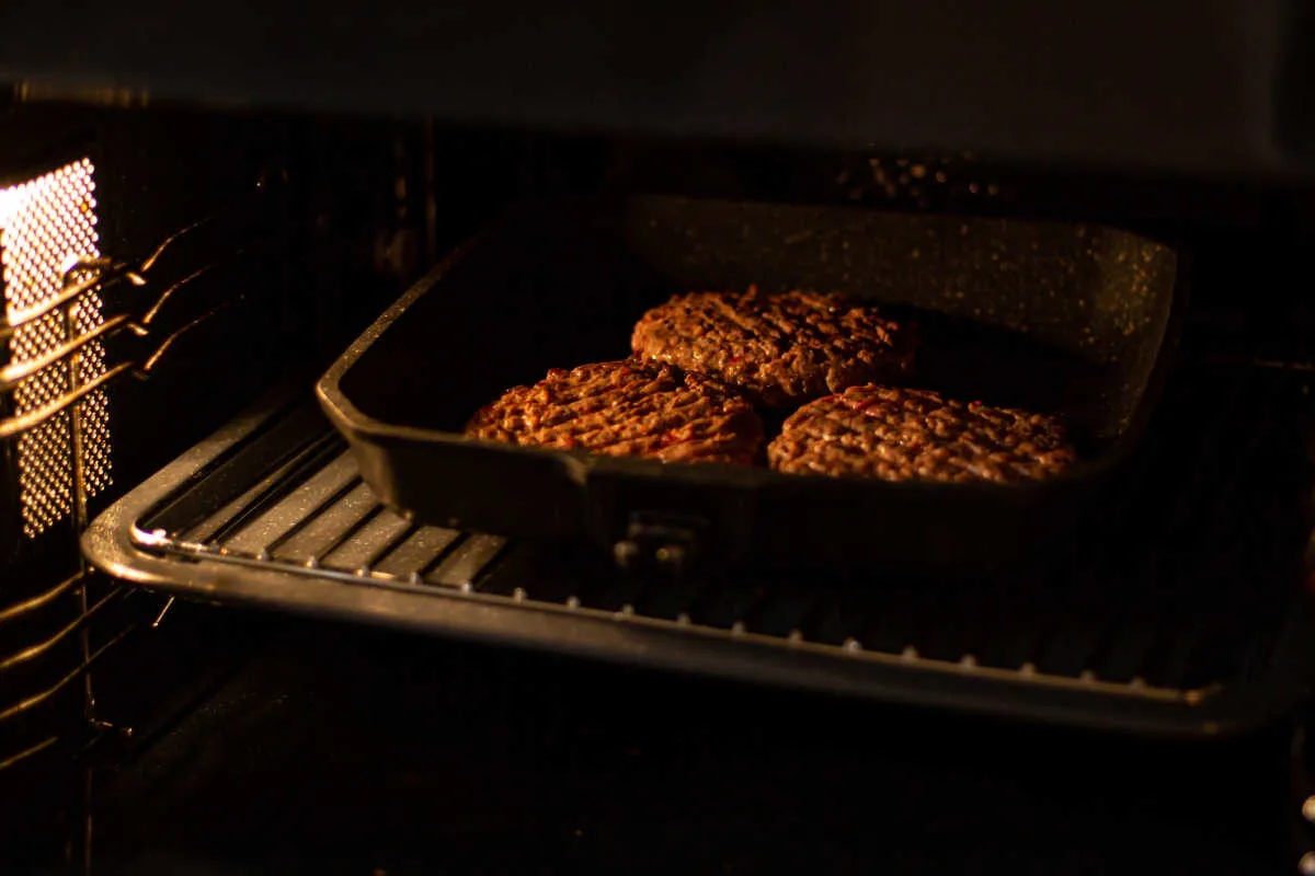 burgers baking in the oven